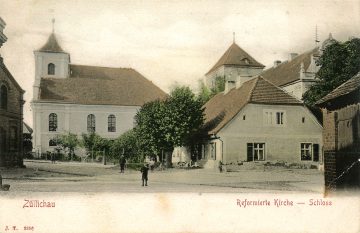 Widok na Zbór i Zamek z ul. Magazynowej
