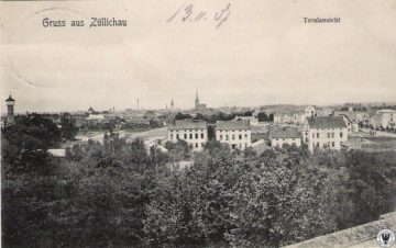 Ulica Marii Konopnickiej na tle panoramy Sulechowa